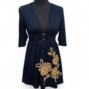 Soul Revival Black Tunic with Gold Accents